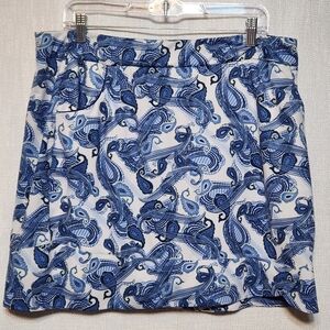 EP New York Skort XL Women's Blue White Paisley Golf Lined Stretch XL